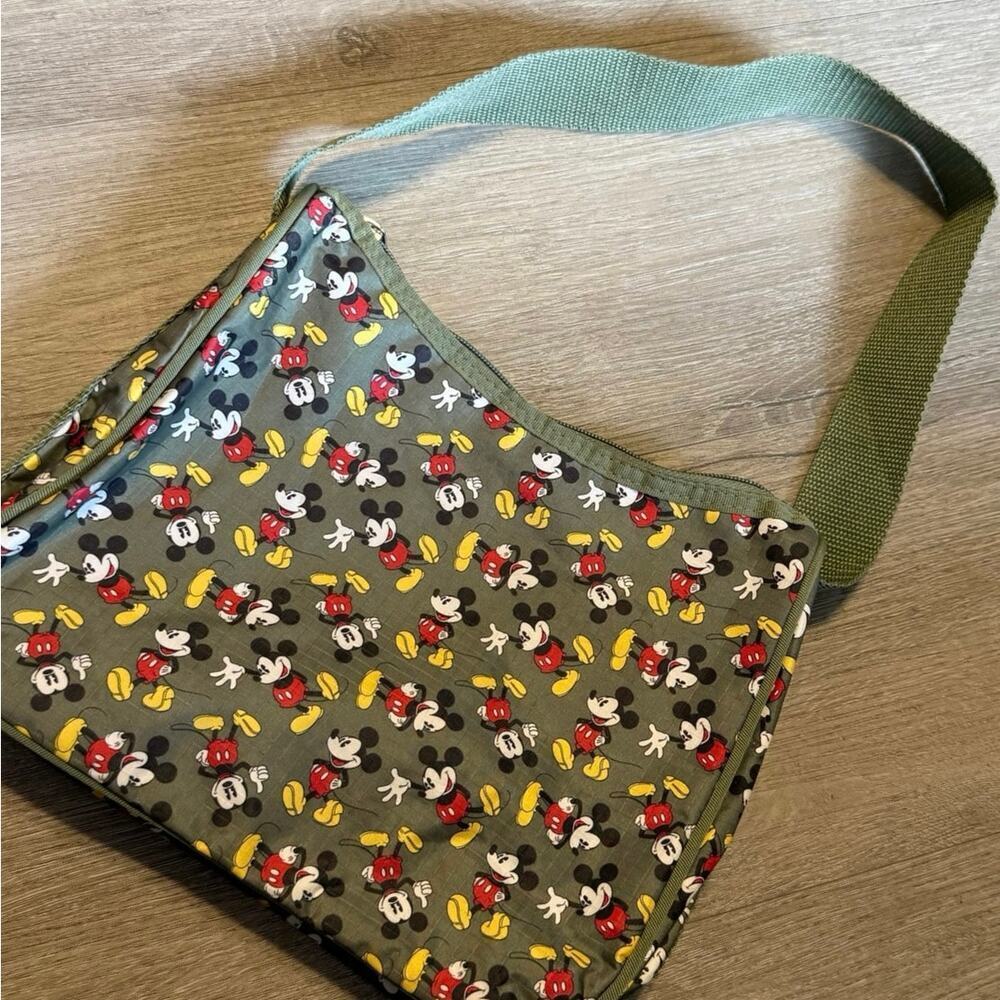 Disney Mickey Mouse Olive Green Nylon Shoulder Bag Purse